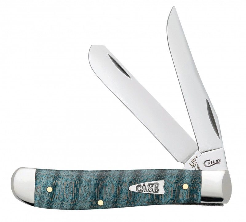 Turquoise Curly Maple Wood Mini Trapper Pocket Knife - Case® Knives